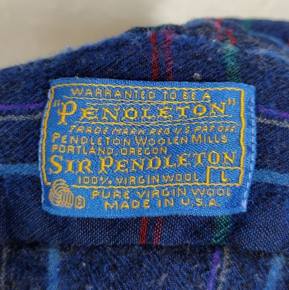 Pendleton 100% Virgin Wool Flannel Plaid Button Down Shirt Size Large - Picture 10 of 12
